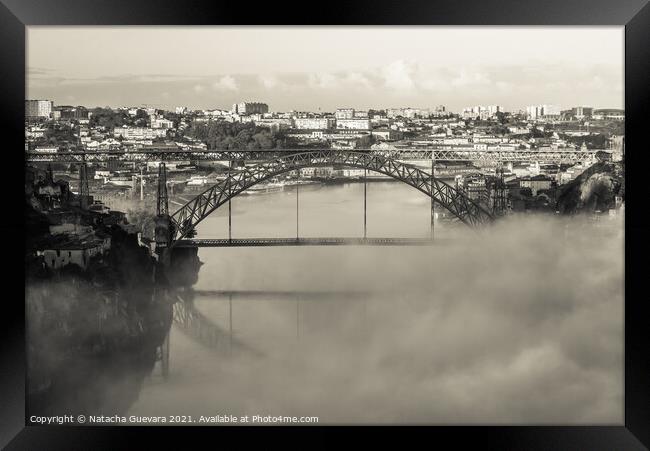 Misty bridge Framed Print by Natacha Guevara