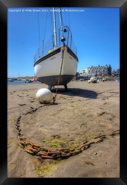 Boat on sandy beach at Barmouth Framed Print by Philip Brown