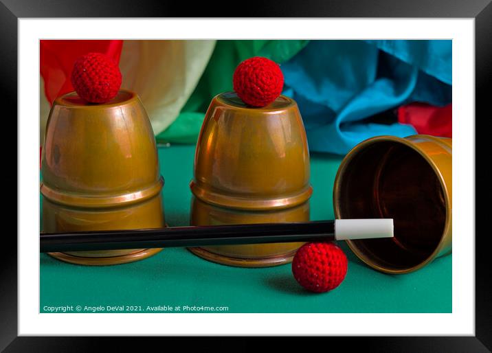 Cups and Balls classics of Magic Framed Mounted Print by Angelo DeVal