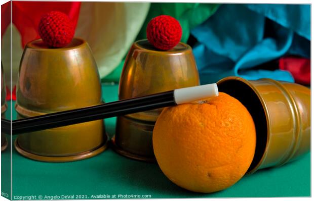 Cups and Balls with Orange Canvas Print by Angelo DeVal