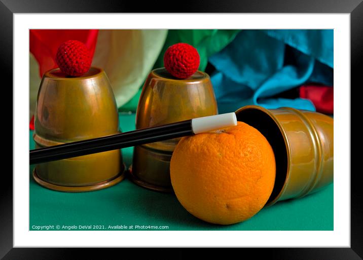Cups and Balls with Orange Framed Mounted Print by Angelo DeVal