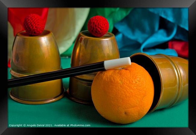Cups and Balls with Orange Framed Print by Angelo DeVal