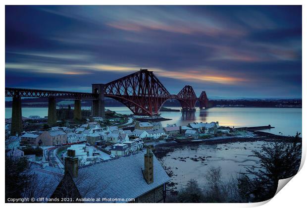 Forth Rail Bridge winter scene. Print by Scotland's Scenery