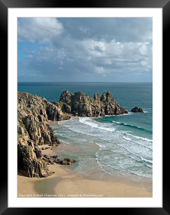 Pedn Vounder beach and Logan Rocks, Cornwall, Engl Framed Mounted Print by Photimageon UK