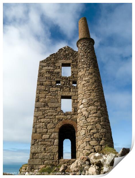 Ruins of West Wheal Owles Tin Mine Engine House, B Print by Photimageon UK