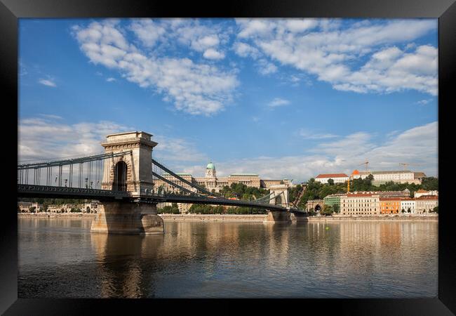 Chain Bridge on Danube River in Budapest Framed Print by Artur Bogacki