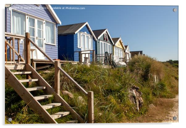 Beach huts at Hengistbury Head #2 Acrylic by Derek Daniel