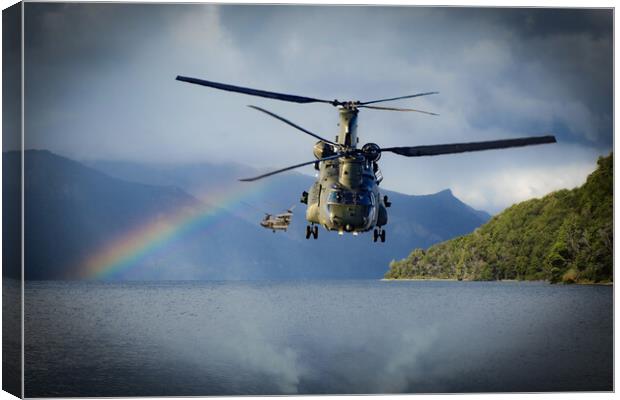 Chinooks in Low Canvas Print by J Biggadike