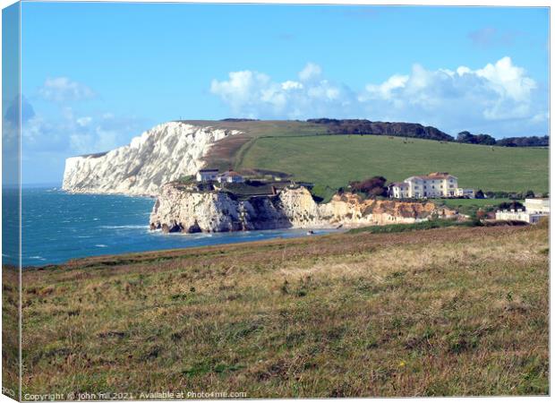  Coastal path at Freshwater Bay on the Isle of Wight. Canvas Print by john hill