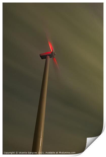Windmill at night Print by Vicente Sargues