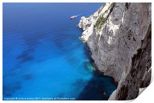 cliffs in zakynthos island,greece Print by milena boeva