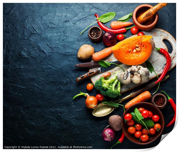 Big set of fresh vegetables Print by Mykola Lunov Mykola