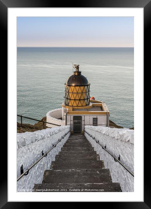 The lighthouse at St Abbs Head Framed Mounted Print by George Robertson