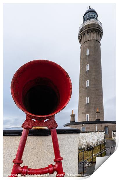 Fog Horn at Ardnamurchan Lighthouse Print by George Robertson
