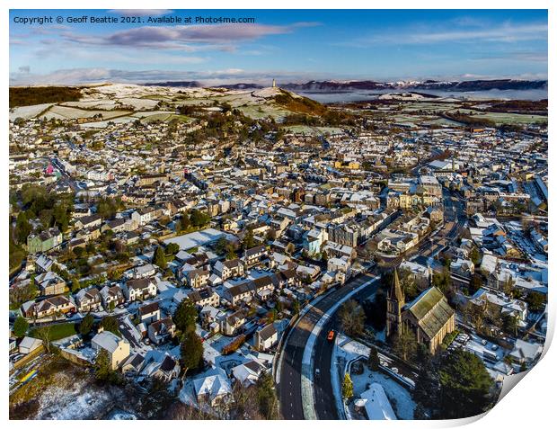 Ulverston town, Cumbria a birds eye view from abov Print by Geoff Beattie
