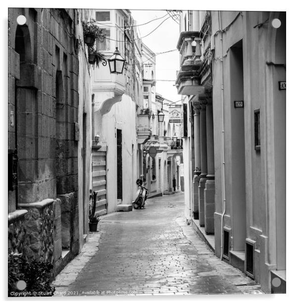 Victoria Street in Gozo, Malts Acrylic by Stuart Chard