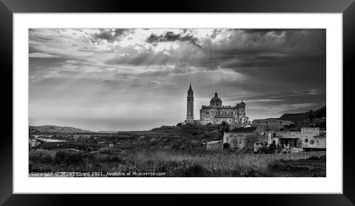 Church in scenic landscape on the island of Gozo,  Framed Mounted Print by Stuart Chard