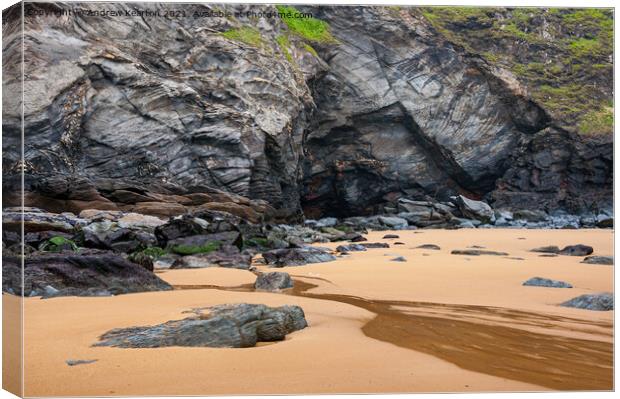 Beach detail at Bedruthan Steps, Cornwall Canvas Print by Andrew Kearton