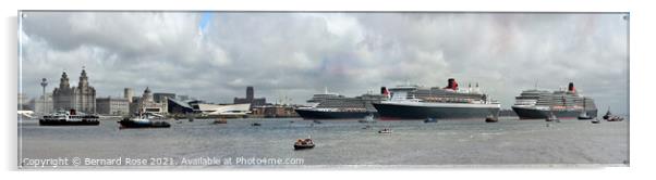 Three Cunard Queens Acrylic by Bernard Rose Photography