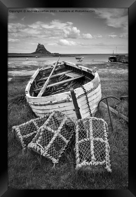 Old boat at Lindisfarne, Northumberland Framed Print by Andrew Kearton