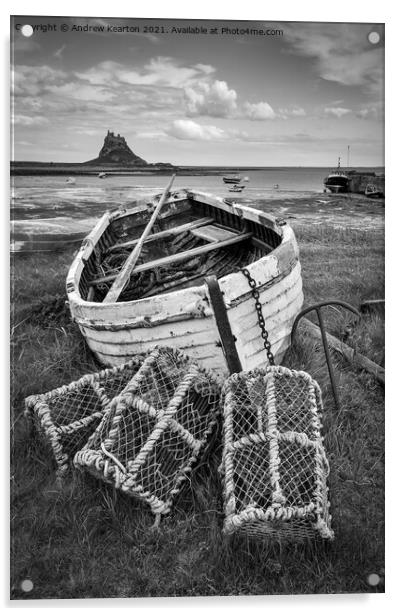 Old boat at Lindisfarne, Northumberland Acrylic by Andrew Kearton