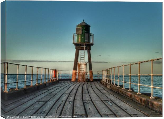Whitby pier Canvas Print by Sue Walker