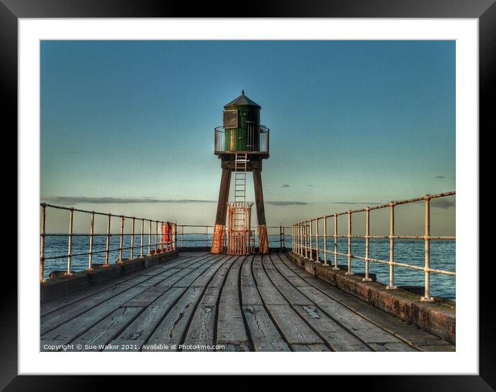 Whitby pier Framed Mounted Print by Sue Walker