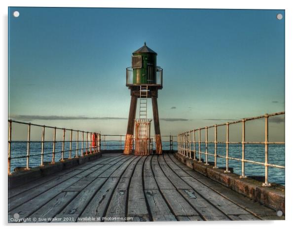 Whitby pier Acrylic by Sue Walker