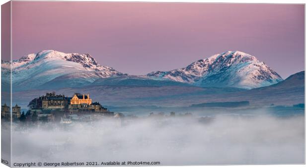 Winter sunrise at Stirling Castle, Scotland Canvas Print by George Robertson
