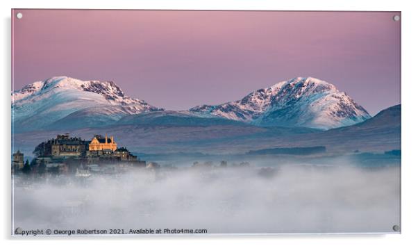 Winter sunrise at Stirling Castle, Scotland Acrylic by George Robertson