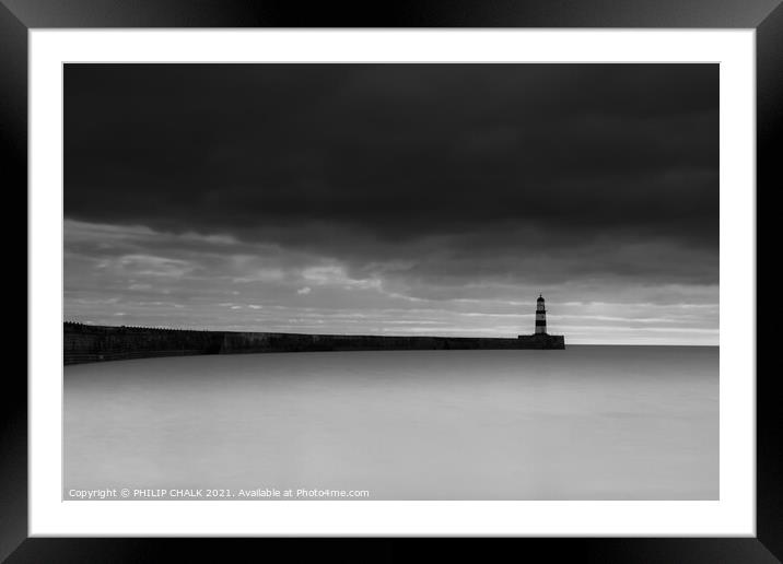 Storm brewing over Seaham harbour 414  Framed Mounted Print by PHILIP CHALK