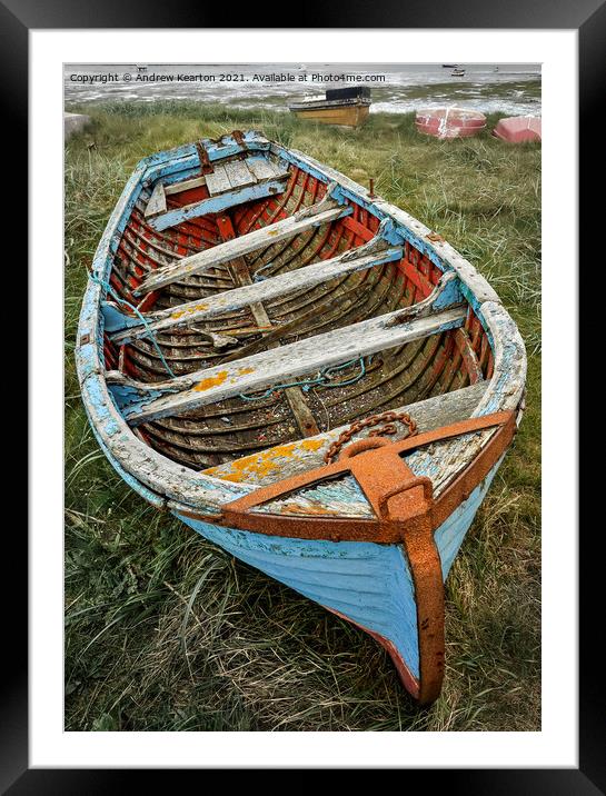 Old boat at Holy Island, Northumberland Framed Mounted Print by Andrew Kearton