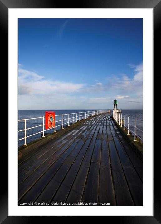 The West Pier at Whitby Framed Mounted Print by Mark Sunderland