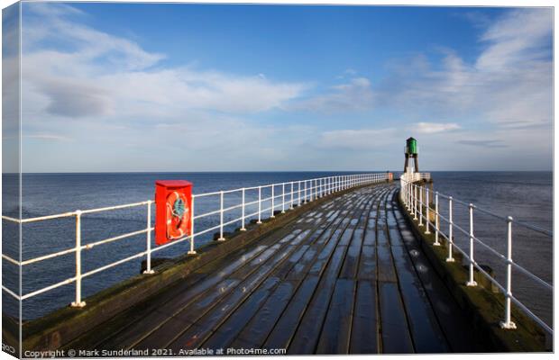 The West Pier at Whitby Canvas Print by Mark Sunderland