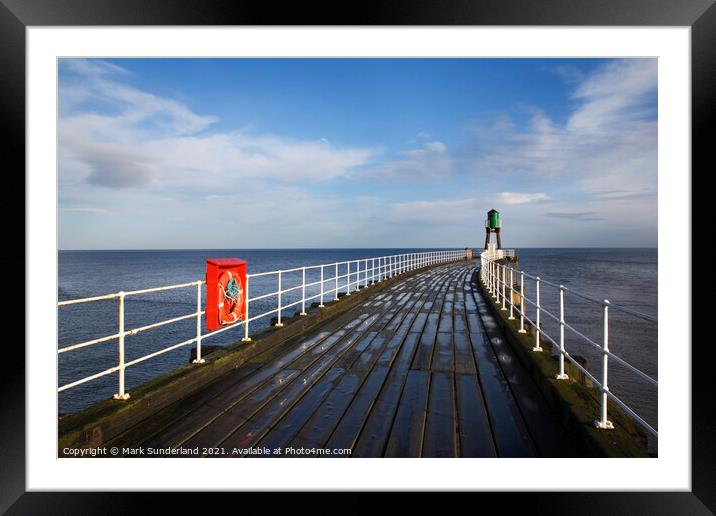 The West Pier at Whitby Framed Mounted Print by Mark Sunderland