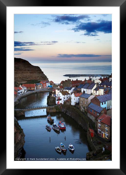 The Attractive Fishing Village of Staithes in North Yorkshire En Framed Mounted Print by Mark Sunderland