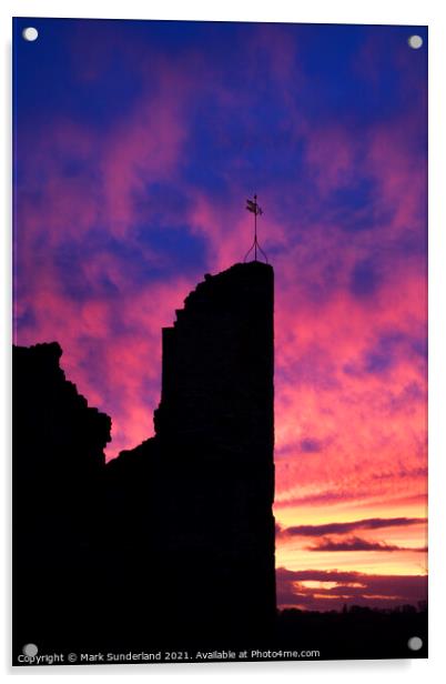 Sunset at Knaresborough Castle Acrylic by Mark Sunderland