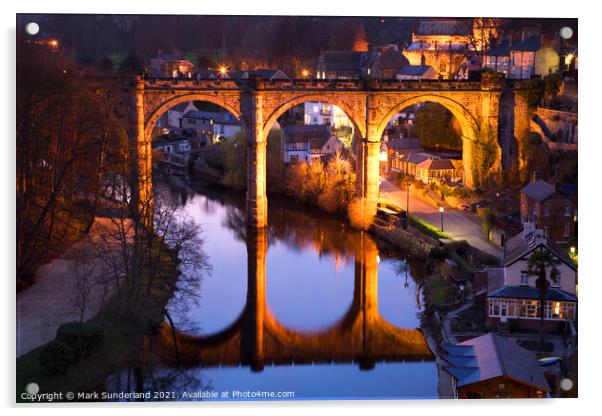 Knaresborough Viaduct at Dusk Acrylic by Mark Sunderland