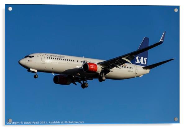 Scandinavian Airlines Boeing 737-86N Acrylic by David Pyatt