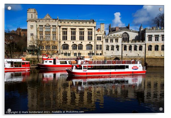 Boats on the River Ouse at York Acrylic by Mark Sunderland