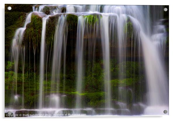 West Burton Waterfall Acrylic by Mark Sunderland