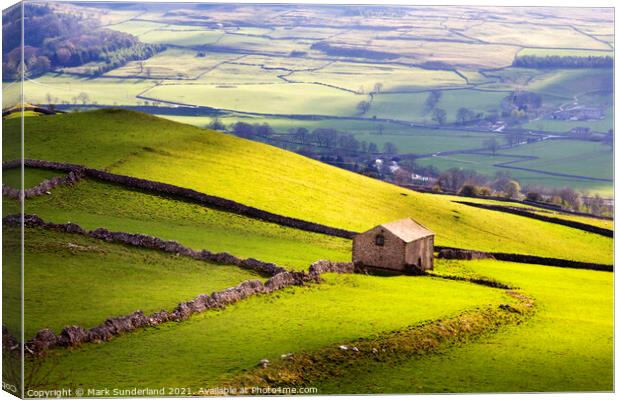 Barn above Conistone in Wharfedale Canvas Print by Mark Sunderland