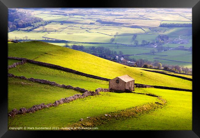 Barn above Conistone in Wharfedale Framed Print by Mark Sunderland