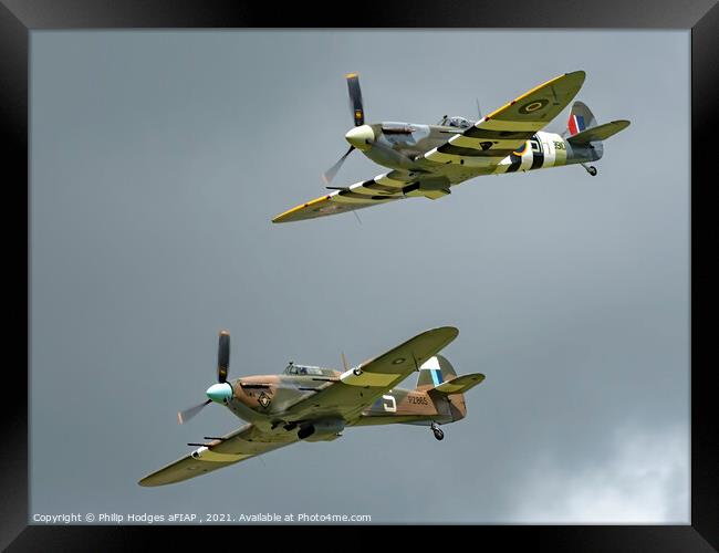 Spitfire and Hurricane Framed Print by Philip Hodges aFIAP ,