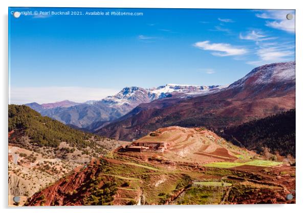 Terraced Hillside in High Atlas Mountains Morocco Acrylic by Pearl Bucknall