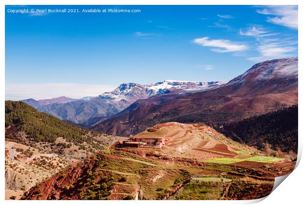 Terraced Hillside in High Atlas Mountains Morocco Print by Pearl Bucknall