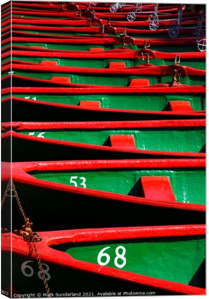 Rowing Boats on the River Nidd at Knaresborough Canvas Print by Mark Sunderland