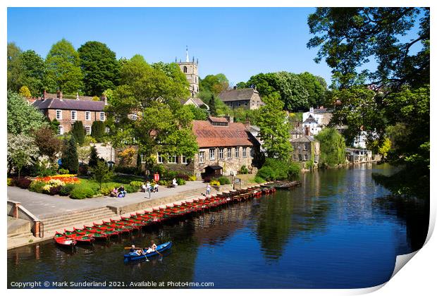 Rowing Boats on the River Nidd at Knaresborough Print by Mark Sunderland