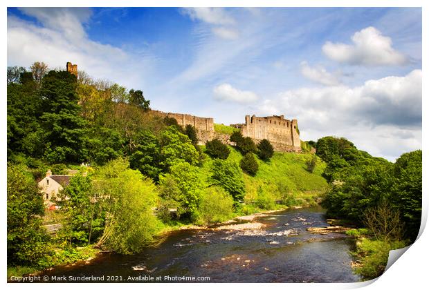 Richmond Castle and the River Swale Print by Mark Sunderland