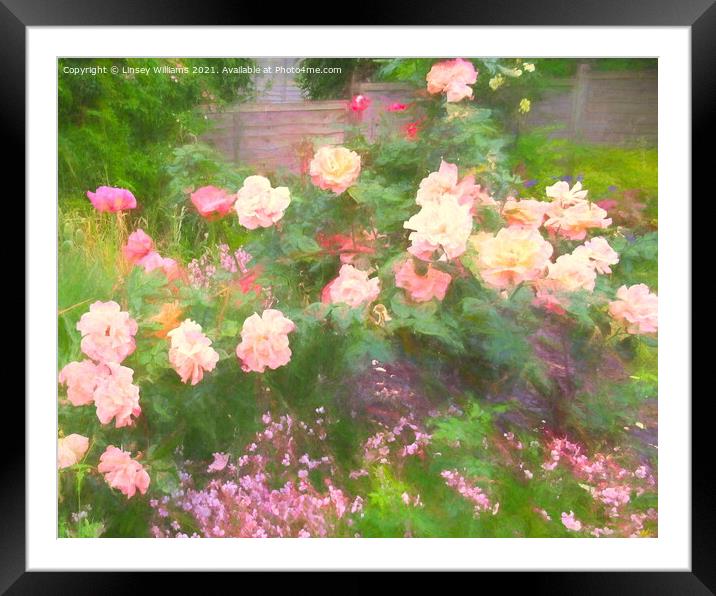 A Riot of Roses Framed Mounted Print by Linsey Williams